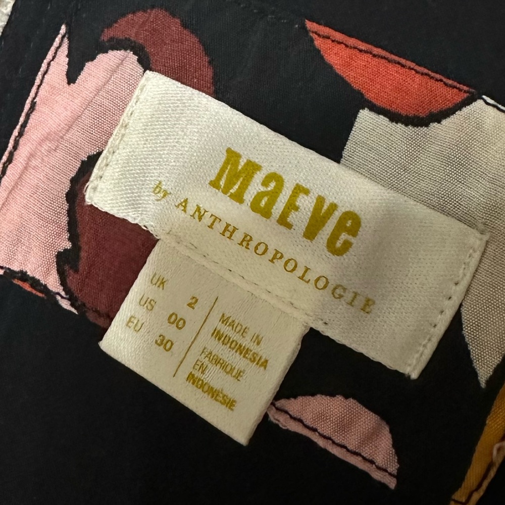 Anthropologie Maeve Deep-V Ruched Floral Multicolor Midi Dress - Picture 5 of 7